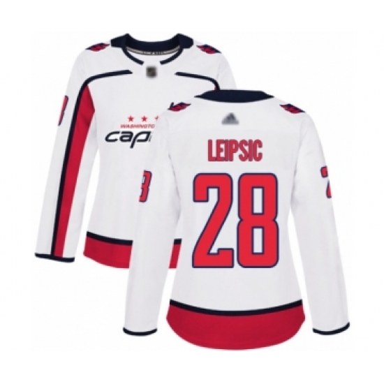 Women's Washington Capitals #28 Brendan Leipsic Authentic White Away Hockey Jersey - Ujersey