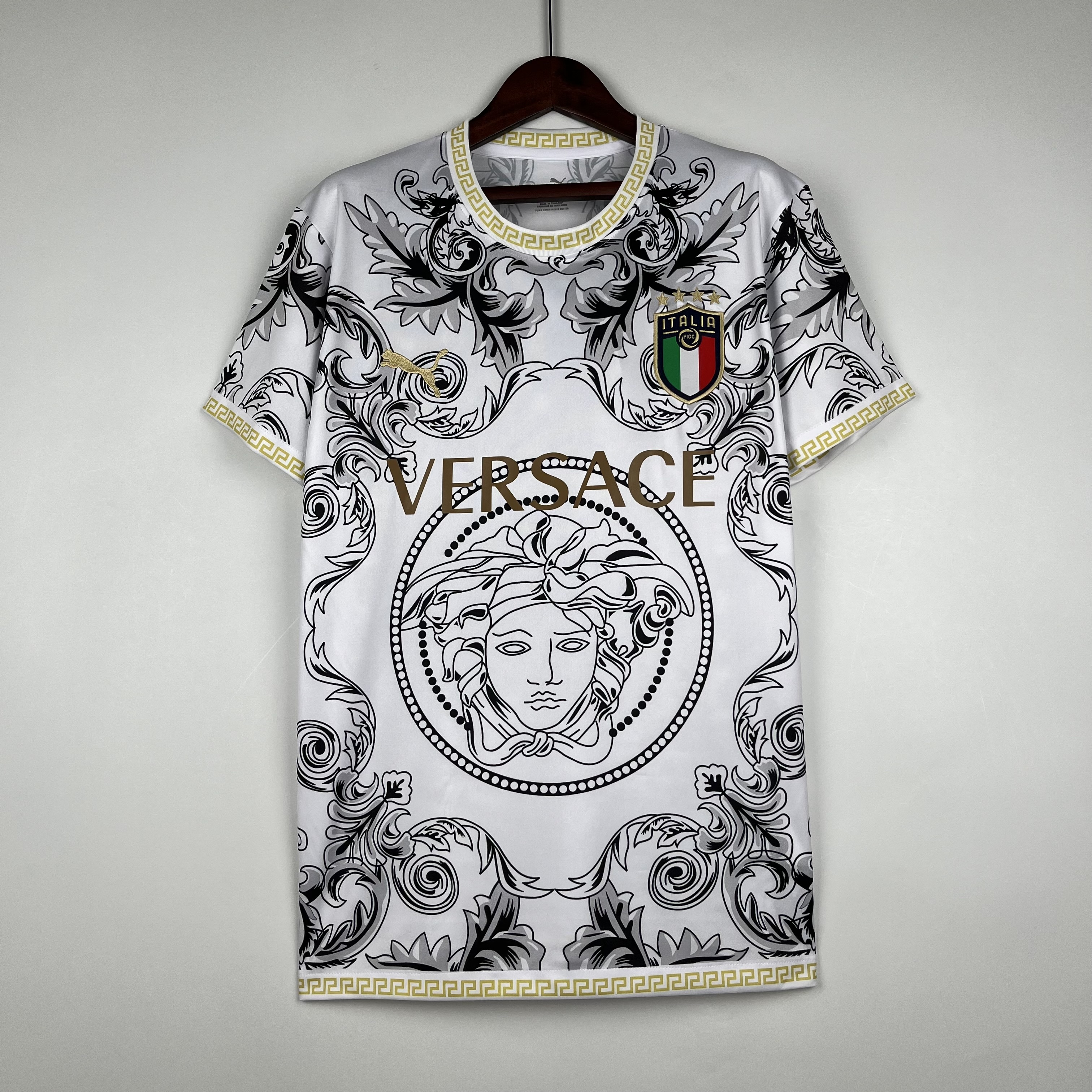 Italy Soccer Jersey x Versace White Special Edition Custom Shirt 2024 - SUjersey01