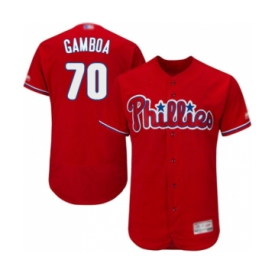 Men's Philadelphia Phillies #70 Arquimedes Gamboa Red Alternate Flex Base Authentic Collection Baseball Player Jersey - Ujersey