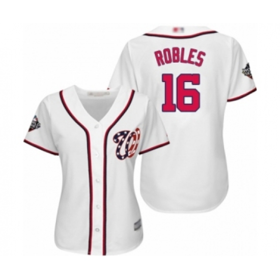 Women's Washington Nationals #16 Victor Robles Authentic White Home Cool Base 2019 World Series Bound Baseball Jersey - Ujersey