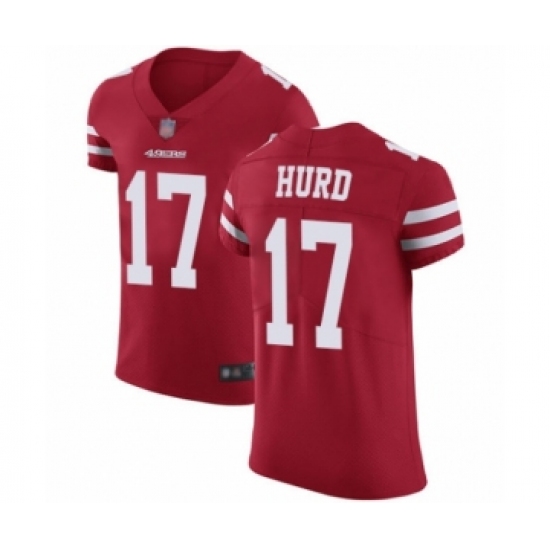 Men's San Francisco 49ers #17 Jalen Hurd Red Team Color Vapor Untouchable Elite Player Football Jersey - Ujersey