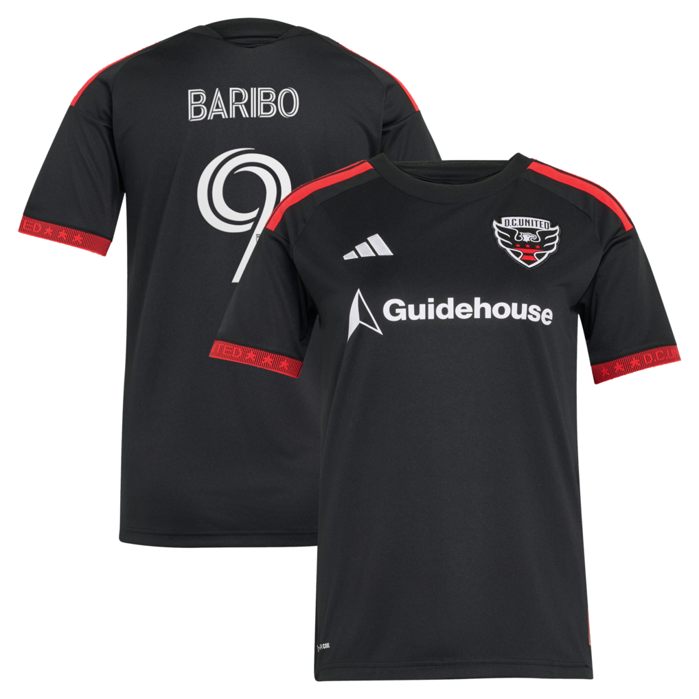 Women's D.C. United Tai Baribo adidas Black 2026 Black-and-Red Kit Replica Jersey - Ujersey