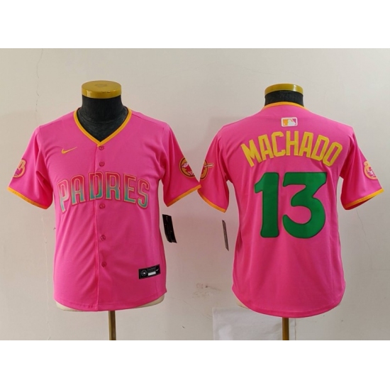 Youth San Diego Padres #13 Manny Machado Pink Fashion Baseball Jersey - Ujersey