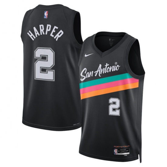 Men's San Antonio Spurs #2 Dylan Harper Black 2025-26 City Edition Swingman Stitched Basketball Jersey - Ujersey