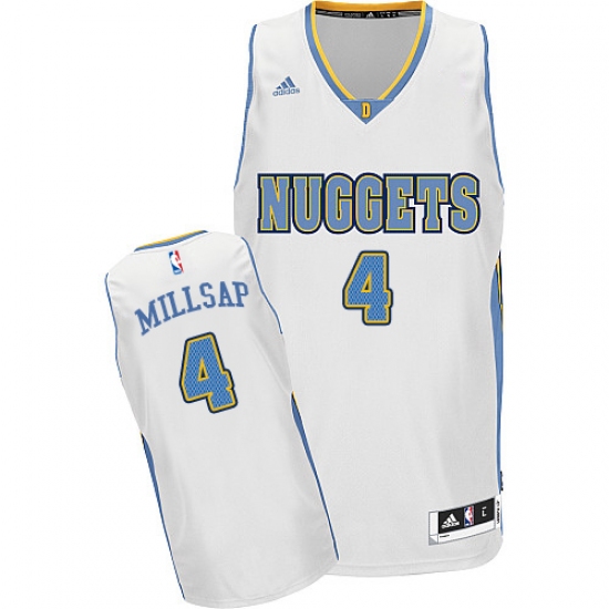 Men's Adidas Denver Nuggets #4 Paul Millsap Swingman White Home NBA Jersey - Ujersey