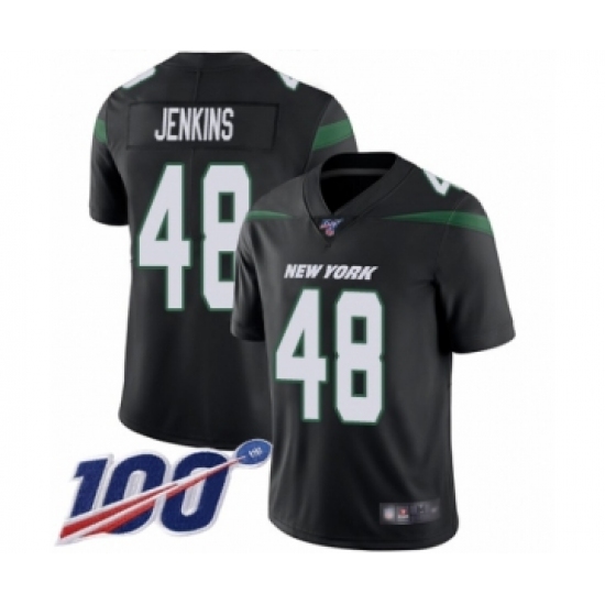Men's New York Jets #48 Jordan Jenkins Black Alternate Vapor Untouchable Limited Player 100th Season Football Jersey - Ujersey