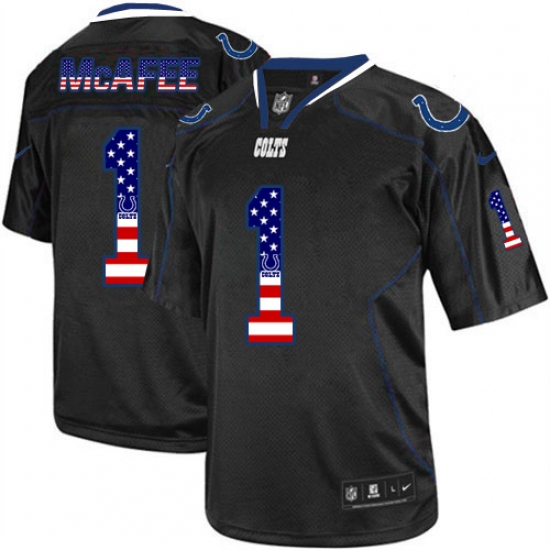 Men's Nike Indianapolis Colts #1 Pat McAfee Elite Black USA Flag Fashion NFL Jersey - Ujersey