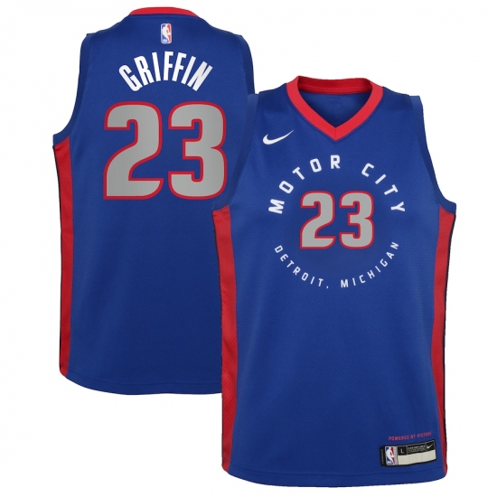 Youth Detroit Pistons #23 Blake Griffin Nike Blue 2020-21 Swingman Jersey - Ujersey