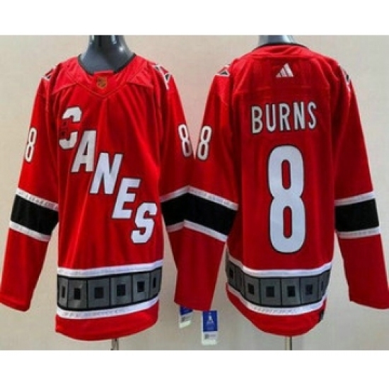 Men's Carolina Hurricanes #8 Brent Burns Red 2022 Reverse Retro Authentic Jersey - Ujersey