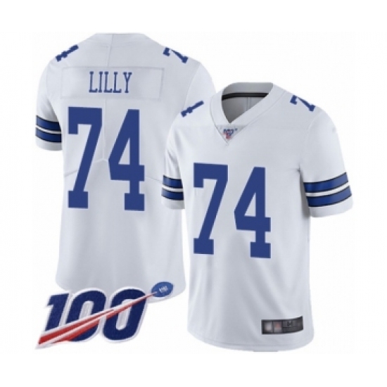 Men's Dallas Cowboys #74 Bob Lilly White Vapor Untouchable Limited Player 100th Season Football Jersey - Ujersey