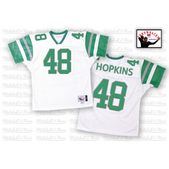 Mitchell And Ness Philadelphia Eagles #48 Wes Hopkins White Authentic Throwback NFL Jersey - Ujersey