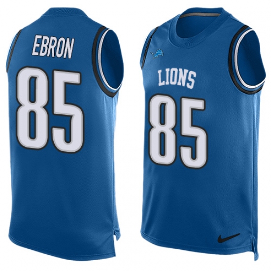 Men's Nike Detroit Lions #85 Eric Ebron Limited Light Blue Player Name & Number Tank Top NFL Jersey - Ujersey
