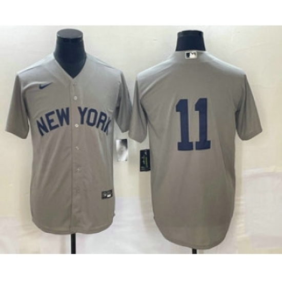 Men's New York Yankees #11 Anthony Volpe 2021 Grey Field of Dreams Cool Base Stitched Baseball Jersey - Ujersey
