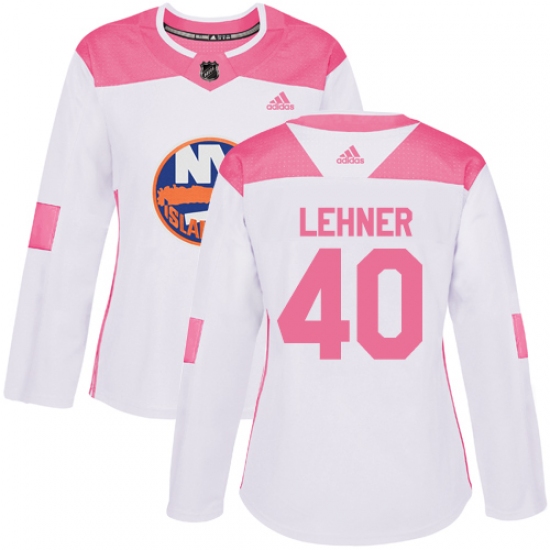 Women's Adidas New York Islanders #40 Robin Lehner Authentic White Pink Fashion NHL Jersey - Ujersey