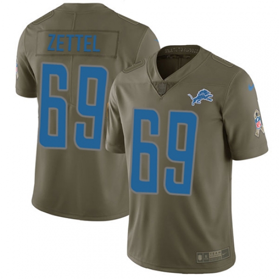 Men's Nike Detroit Lions #69 Anthony Zettel Limited Olive 2017 Salute to Service NFL Jersey - Ujersey
