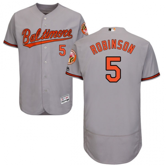 Men's Majestic Baltimore Orioles #5 Brooks Robinson Grey Road Flex Base Authentic Collection MLB Jersey - Ujersey