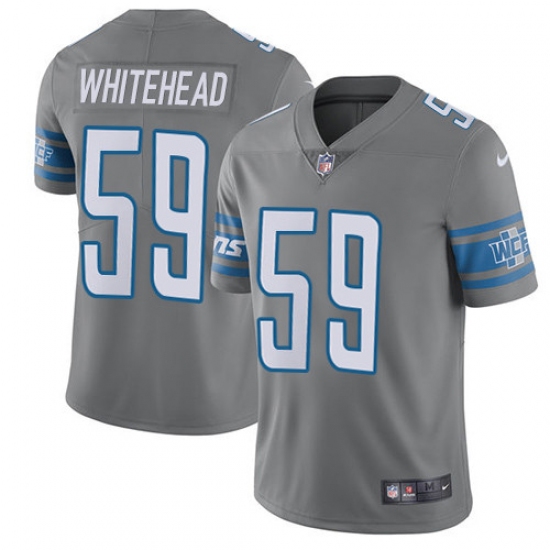 Men's Nike Detroit Lions #59 Tahir Whitehead Elite Steel Rush Vapor Untouchable NFL Jersey - Ujersey