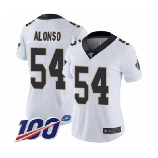 Women's New Orleans Saints #54 Kiko Alonso White Vapor Untouchable Limited Player 100th Season Football Jersey - Ujersey