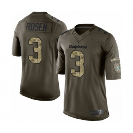 Men's Miami Dolphins #3 Josh Rosen Limited Green Salute to Service Football Jersey - Ujersey