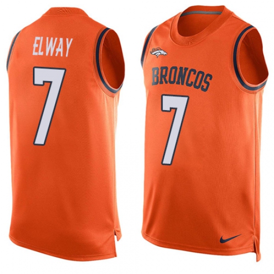 Men's Nike Denver Broncos #7 John Elway Limited Orange Player Name & Number Tank Top NFL Jersey - Ujersey