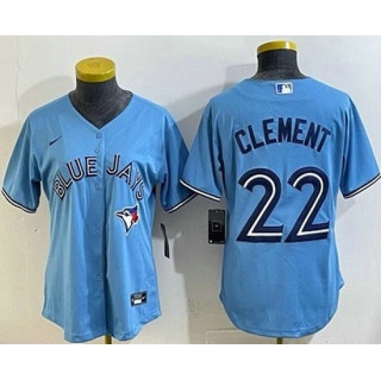 Women's Toronto Blue Jays #22 Ernie Clement Light Blue Cool Base Jersey - Ujersey
