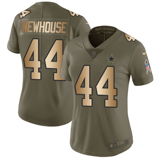 Women's Nike Dallas Cowboys #44 Robert Newhouse Limited Olive/Gold 2017 Salute to Service NFL Jersey - Ujersey