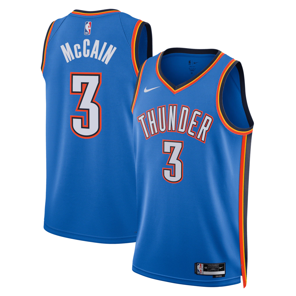 Unisex Oklahoma City Thunder Jared McCain Nike Blue Swingman Jersey - Icon Edition - SUjersey01