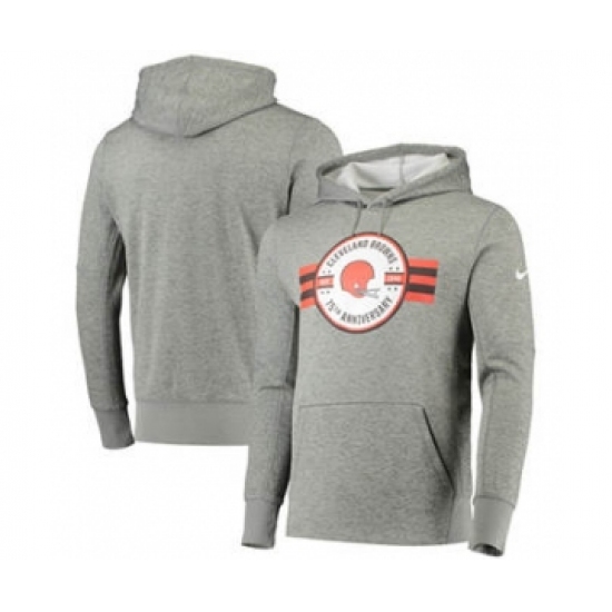Men's Cleveland Browns 1946 75th Anniversary Gray Pullover Football Hoodie - Ujersey