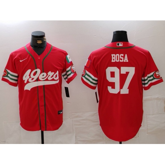 Men's San Francisco 49ers #97 Nick Bosa Red Mexico Cool Base Stitched Baseball Jersey - Ujersey