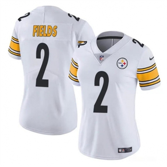 Women's Pittsburgh Steelers #2 Justin Fields White Vapor Football Stitched Jersey(Run Small) - Ujersey