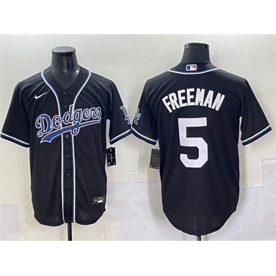 Men's Los Angeles Dodgers #5 Freddie Freeman Black Fashion Stitched Baseball Jersey - Ujersey