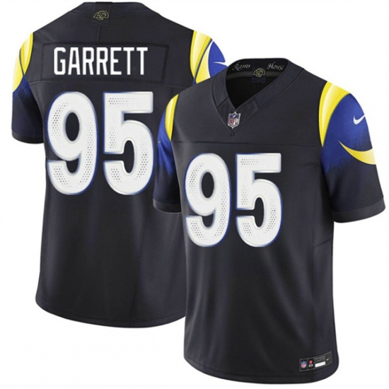 Men's Los Angeles Rams #95 Myles Garrett Black 2025 F.U.S.E. “Rivalries” Vapor Limited Football Stitched Jersey - Ujersey