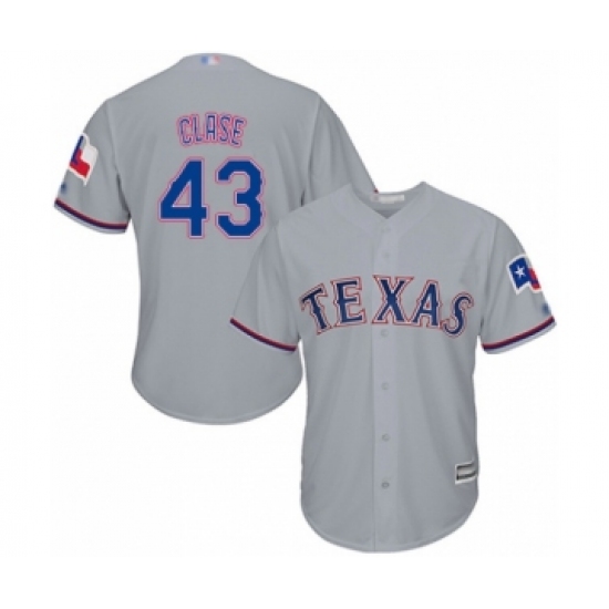 Youth Texas Rangers #43 Emmanuel Clase Authentic Grey Road Cool Base Baseball Player Jersey - Ujersey