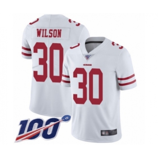 Youth San Francisco 49ers #30 Jeff Wilson White Vapor Untouchable Limited Player 100th Season Football Jersey - Ujersey