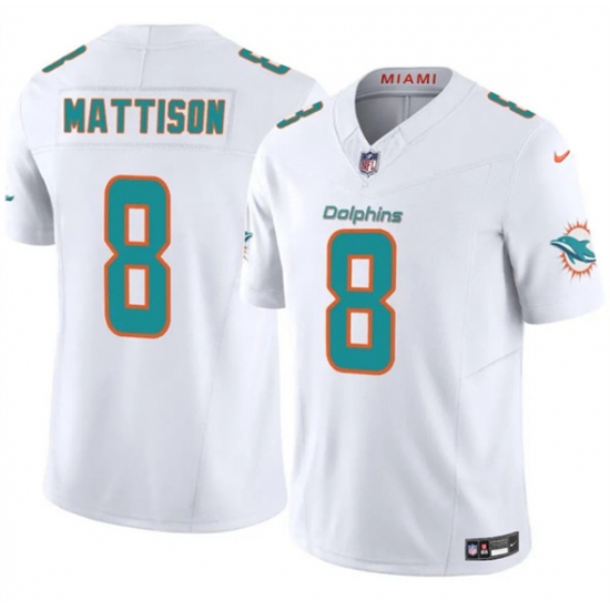 Men's Miami Dolphins #8 Alexander Mattison White 2025 F.U.S.E. Vapor Limited Football Stitched Jersey - Ujersey