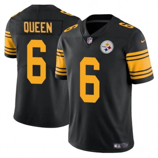 Men's Pittsburgh Steelers #6 Patrick Queen Black Color Rush Vapor Untouchable Limited Football Stitched Jersey - Ujersey