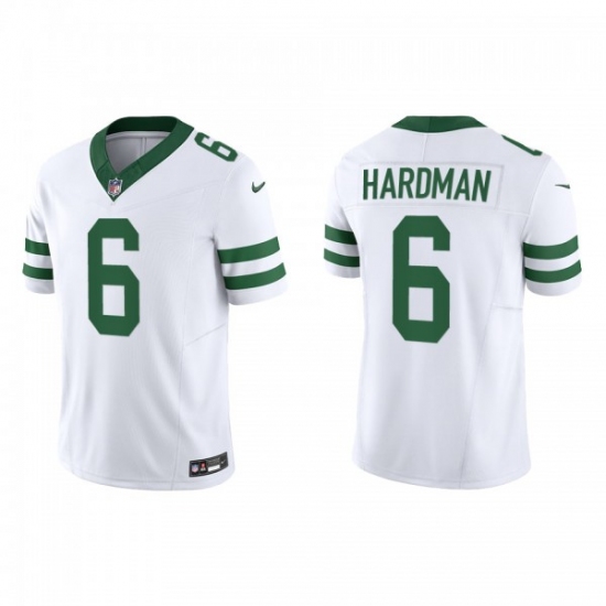 Men's Nike New York Jets #6 Mecole Hardman White 2023 F.U.S.E. Vapor Limited Throwback Stitched Football Jersey - Ujersey