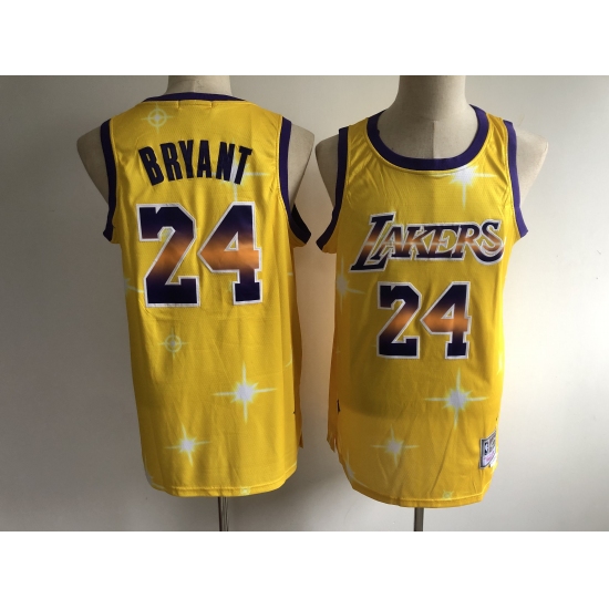 Men's Los Angeles Lakers #24 Kobe Bryant Yellow Hwc Starry Jersey - Ujersey