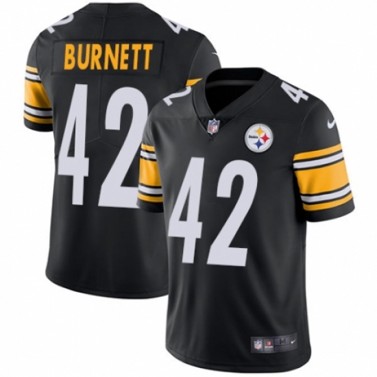Youth Nike Pittsburgh Steelers #42 Morgan Burnett Black Team Color Vapor Untouchable Limited Player NFL Jersey - Ujersey