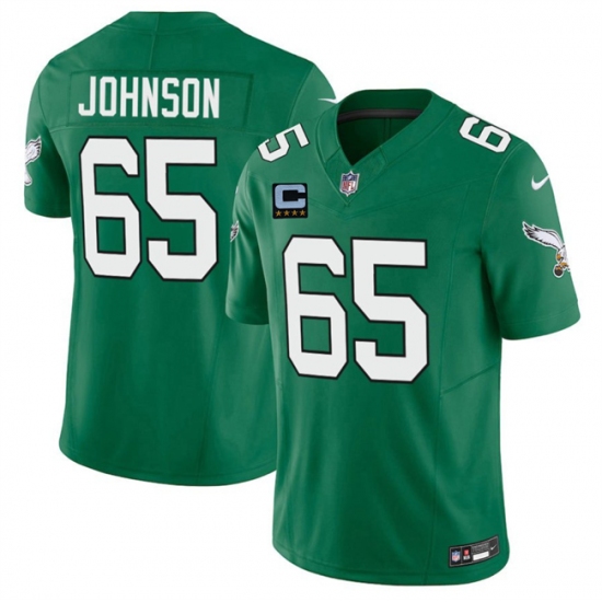 Men's Philadelphia Eagles #65 Lane Johnson Kelly Green 2025 F.U.S.E. With 4-Star C Vapor Untouchable Limited Throwback Stitched Football Jersey