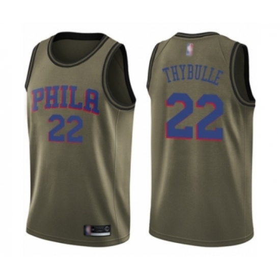 Men's Philadelphia 76ers #22 Mattise Thybulle Swingman Green Salute to Service Basketball Jersey - Ujersey