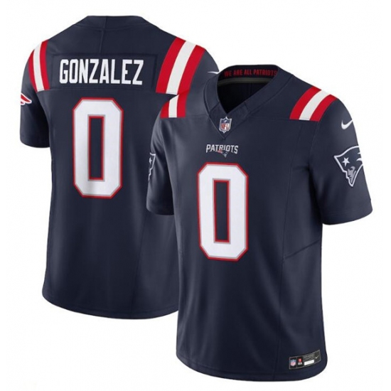 Men's New England Patriots #0 Christian Gonzalez Navy 2025 F.U.S.E. Vapor Limited Football Stitched Jersey - Ujersey