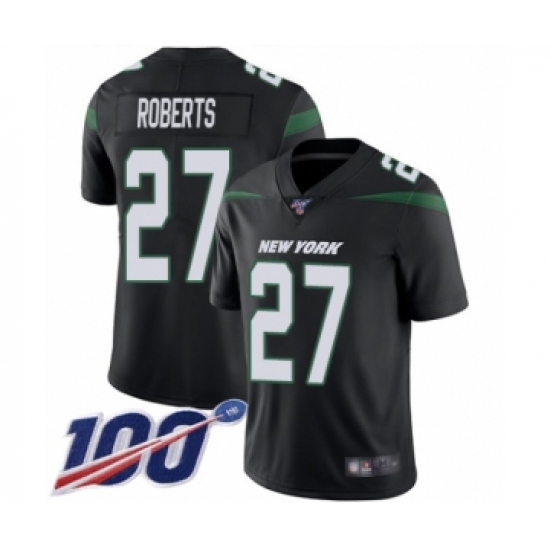 Men's New York Jets #27 Darryl Roberts Black Alternate Vapor Untouchable Limited Player 100th Season Football Jersey - Ujersey