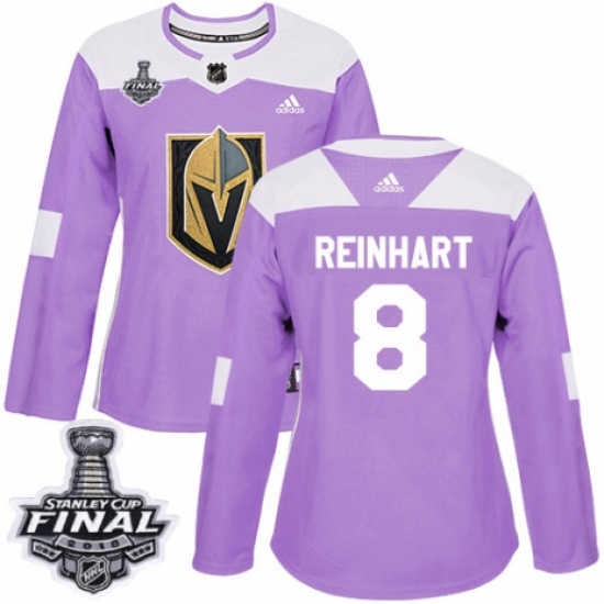 Women's Adidas Vegas Golden Knights #8 Griffin Reinhart Authentic Purple Fights Cancer Practice 2018 Stanley Cup Final NHL Jersey - Ujersey