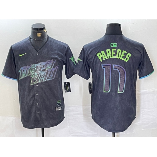 Men's Tampa Bay Rays #17 Isaac Paredes Charcoal 2024 City Connect Limited Cool Base Jersey - Ujersey