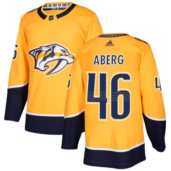 Men's Adidas Nashville Predators #46 Pontus Aberg Authentic Gold Home NHL Jersey - Ujersey