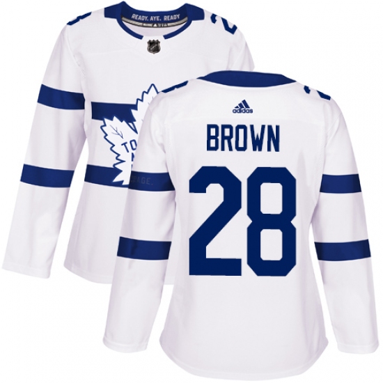Women's Adidas Toronto Maple Leafs #28 Connor Brown Authentic White 2018 Stadium Series NHL Jersey - Ujersey