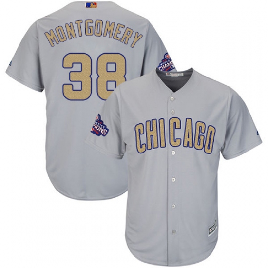 Women's Majestic Chicago Cubs #38 Mike Montgomery Authentic Gray 2017 Gold Champion MLB Jersey - Ujersey