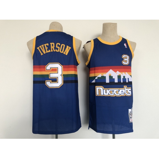 Men's Denver Nuggets #3 Allen Iverson Swingman Blue Basketball Jersey - Ujersey