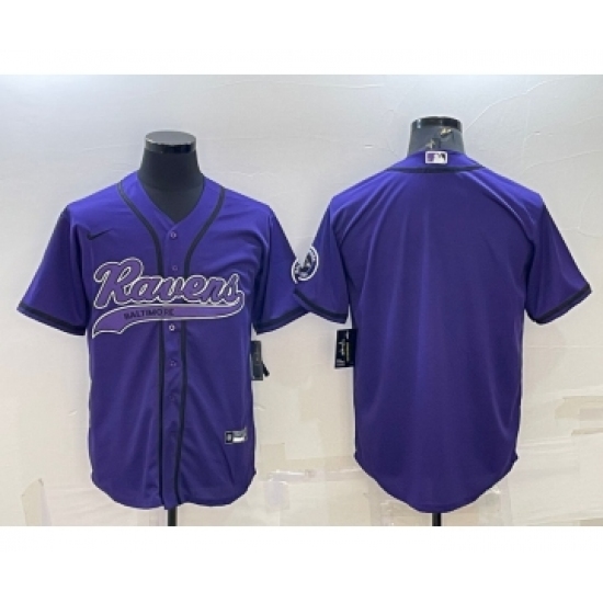 Men's Baltimore Ravens Blank Purple With Patch Cool Base Stitched Baseball Jersey - Ujersey
